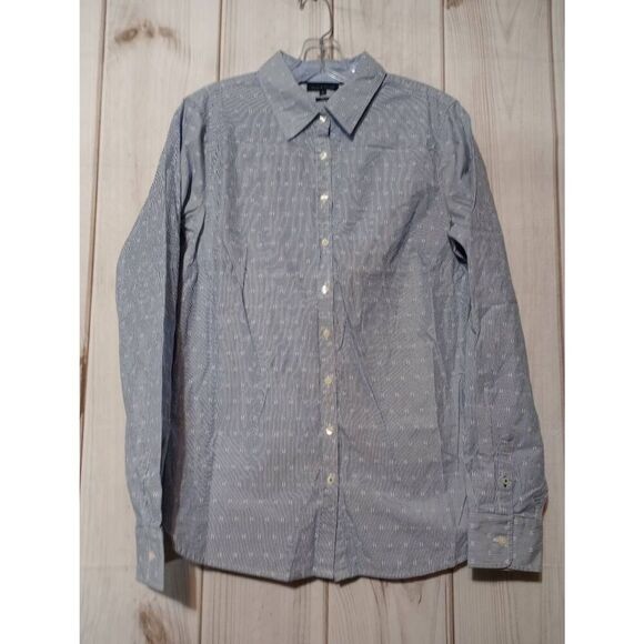 Tommy Hilfiger Shirt Ladies 10 Blue‎ Button Front H Long Sleeve - Picture 1 of 8